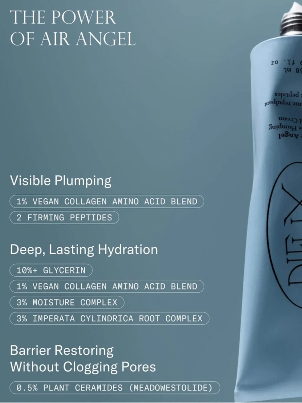 Dieux Air Angel Hydrating Facial Gel Cream Mini 15mL Fragrance Free